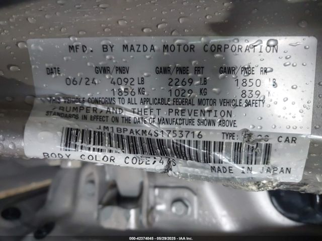 JM1BPAKM4S1753716 Mazda Mazda3 2.5 S Select Sport