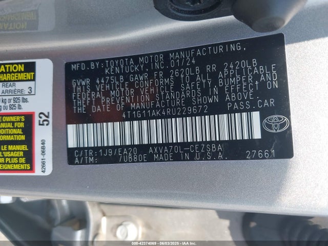 4T1G11AK4RU229672 Toyota a25a-fks