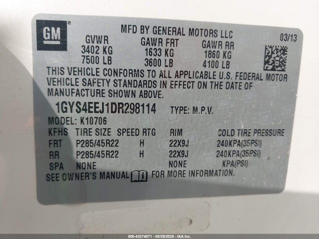 2013 CADILLAC ESCALADE HYBRID 1GYS4EEJ1DR298114 Photo 8