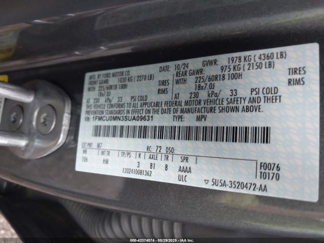 1FMCU0MN3SUA09631 Ford Escape St-line
