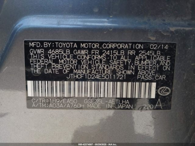 2014 LEXUS IS 250 JTHCF1D24E5011721 Photo 8