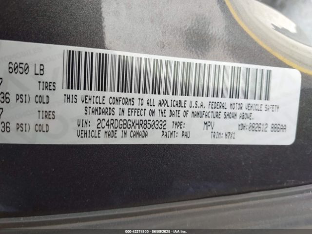 2017 DODGE GRAND CARAVAN 2C4RDGBGXHR850332 Photo 8