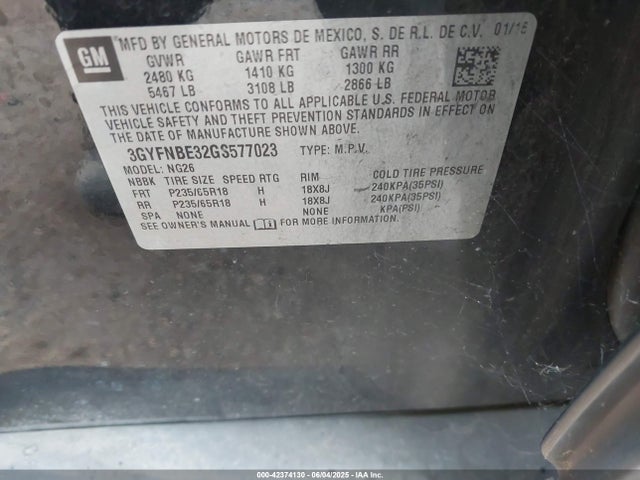 2016 CADILLAC SRX 3GYFNBE32GS577023 Photo 8