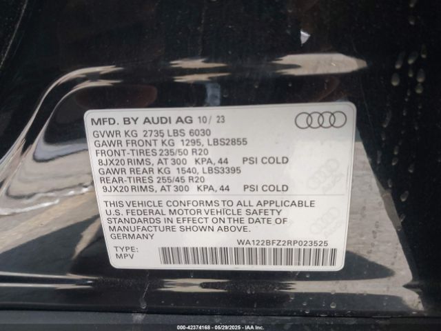 2024 AUDI Q4 SPORTBACK E-TRON WA122BFZ2RP023525 Photo 8