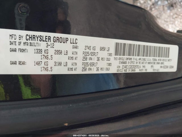 Auction sale of the 2012 Chrysler Town & Country Touring-l, vin: 2C4RC1CG5CR297614, lot number: 42374201