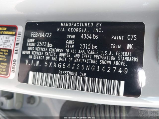 2022 KIA K5 5XXG64J26NG142749 Photo 8