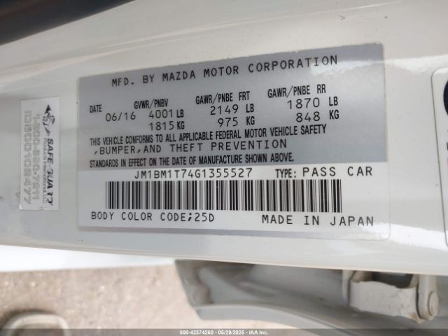 JM1BM1T74G1355527 Mazda Mazda3 I Sport