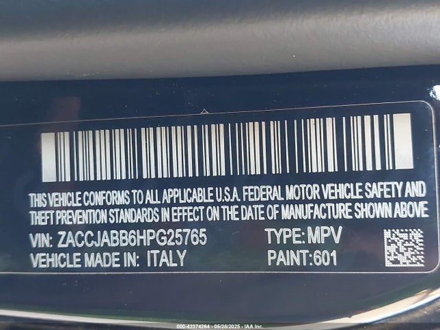 ZACCJABB6HPG25765 Jeep Renegade Altitude Fwd