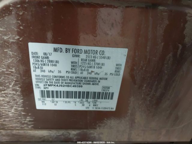 2FMPK4J92HBC49399 Ford 2.0l gtdi