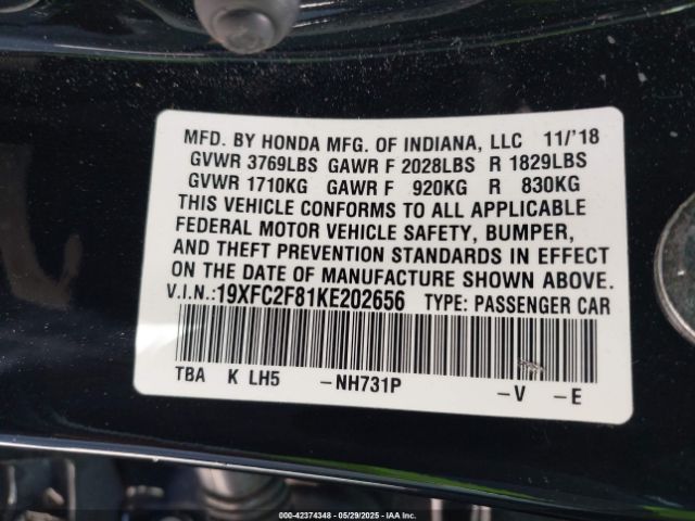 19XFC2F81KE202656 Honda k20c2