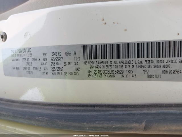 2C4RDGCG5LR154520 Dodge 2020