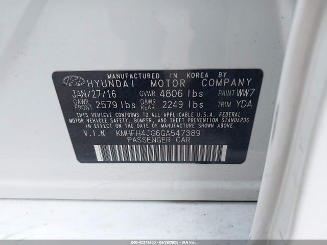 KMHFH4JG6GA547389 Hyundai Azera Limited