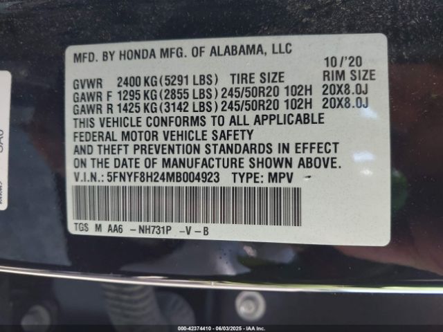 5FNYF8H24MB004923 Honda Passport Awd Sport