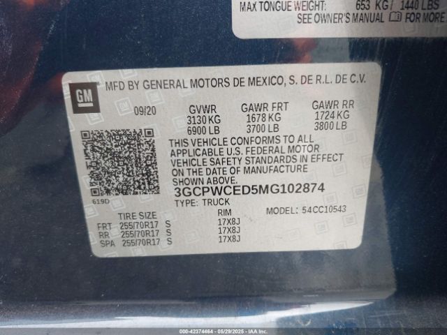 3GCPWCED5MG102874 Chevrolet l84 - di, alum, gen 5, var 2