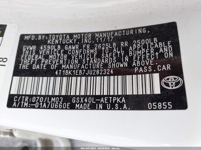 4T1BK1EB7JU282324 Toyota 2gr-fe