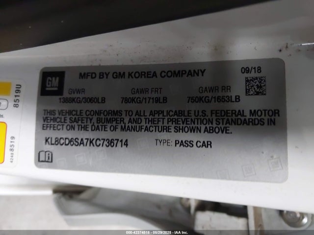 KL8CD6SA7KC736714 Chevrolet Spark 1lt Cvt