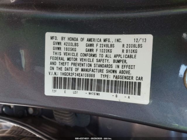 1HGCR2F34EA106969 Honda ACCORD LX