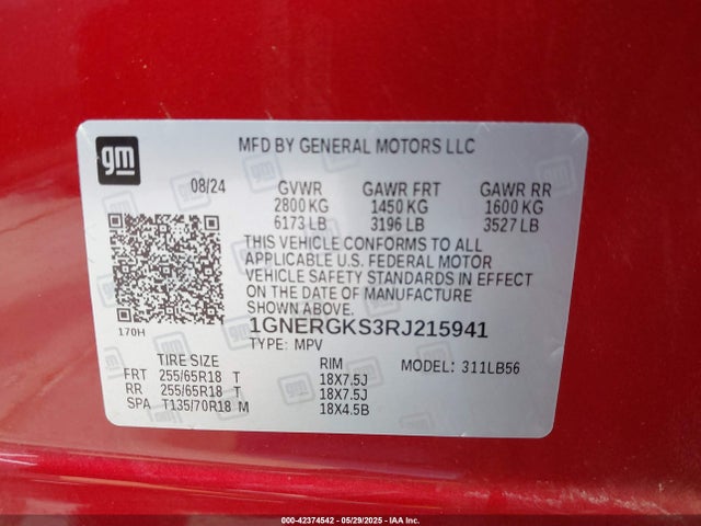 1GNERGKS3RJ215941 Chevrolet lk0