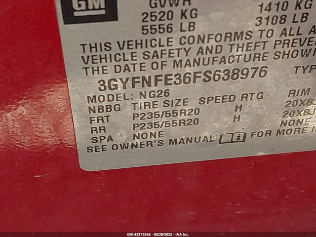2015 CADILLAC SRX 3GYFNFE36FS638976 Photo 8