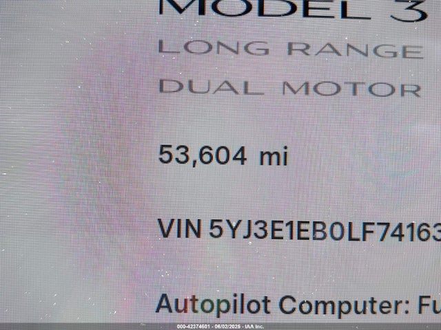 5YJ3E1EB0LF741639 Tesla 2020