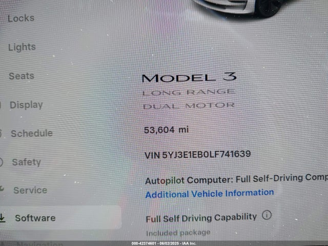 5YJ3E1EB0LF741639 Tesla 2020