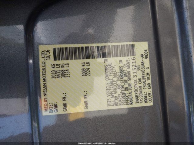 1N4BZ0CPXGC315216 Nissan LEAF S