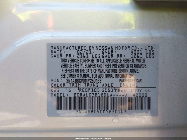 Nissan Sentra 2021 3N1AB8CV0MY250163 Image 9