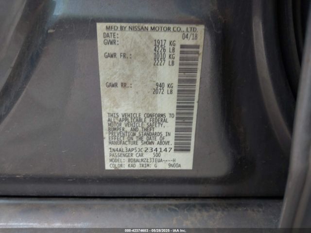 1N4AL3AP5JC234147 Nissan Altima 2.5 Sv