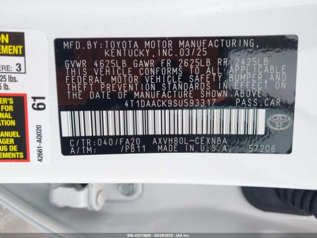 4T1DAACK9SU593317 Toyota CAMRY LE