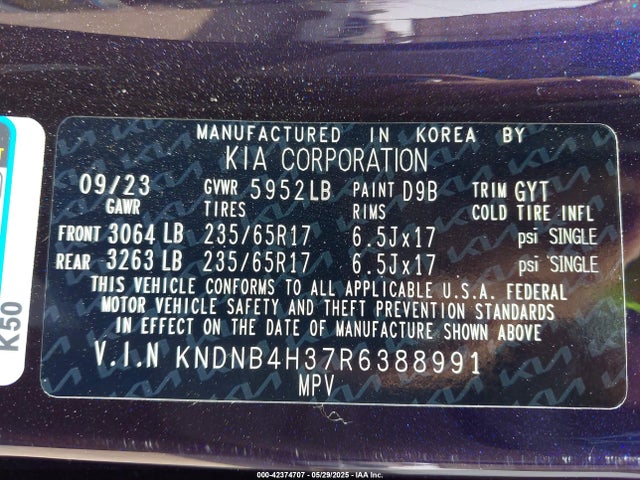 KNDNB4H37R6388991 KIA gdi lamda iii