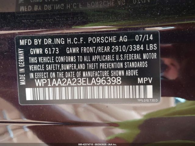 WP1AA2A23ELA96398 Porsche Cayenne Platinum Edition