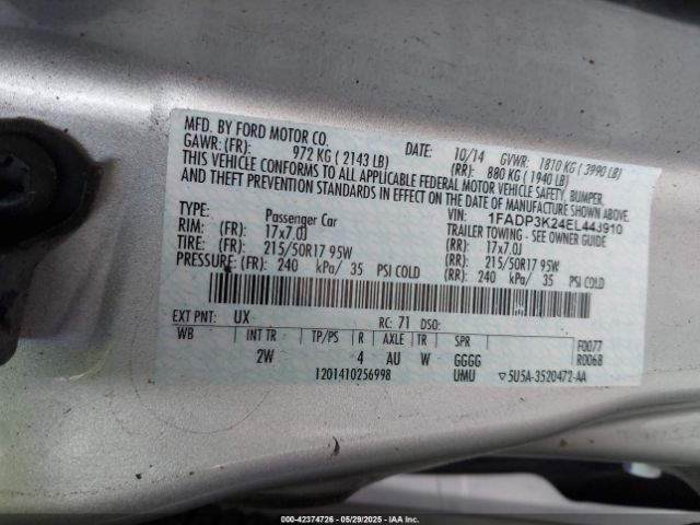 1FADP3K24EL443910 Ford FOCUS SE