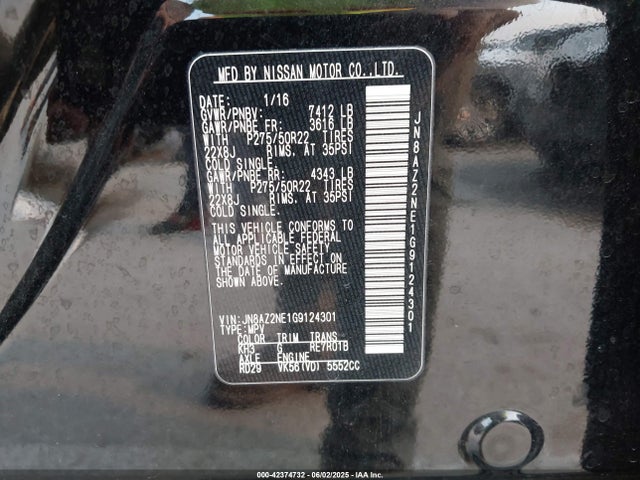 JN8AZ2NE1G9124301 Infiniti QX80
