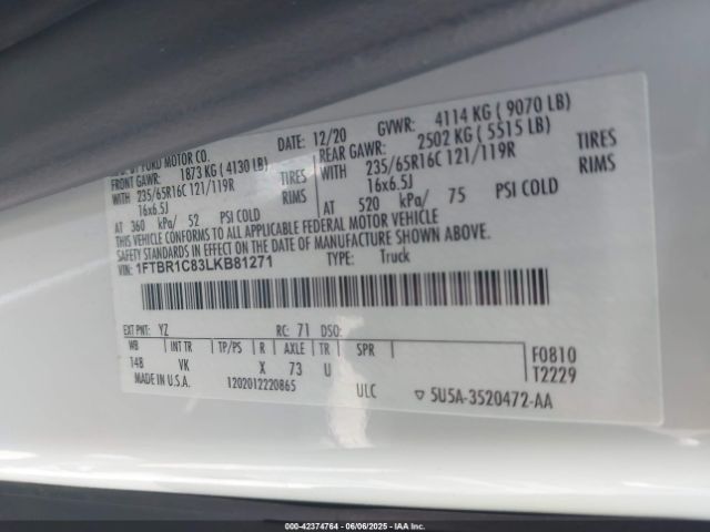 1FTBR1C83LKB81271 Ford Transit-250