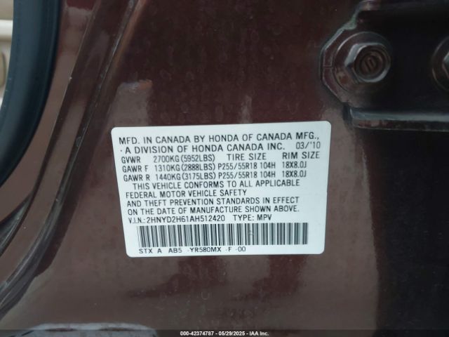 2010 ACURA MDX 2HNYD2H61AH512420 Photo 8