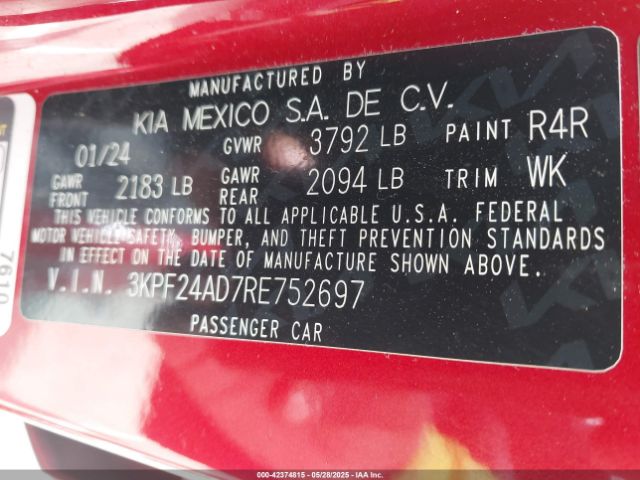 3KPF24AD7RE752697 KIA Forte Lxs