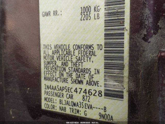 1N4AA5AP5EC474628 Nissan Maxima 3.5 S