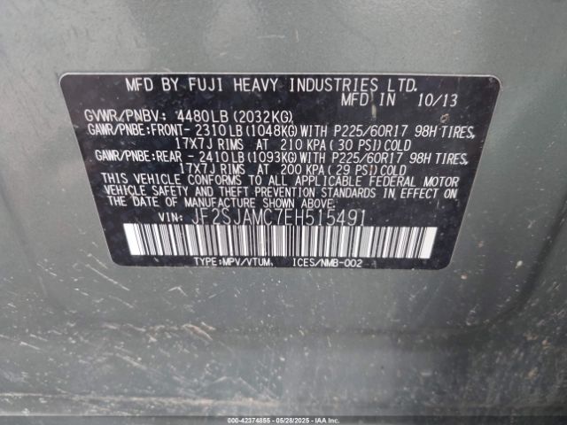 JF2SJAMC7EH515491 Subaru Forester 2.5i Touring