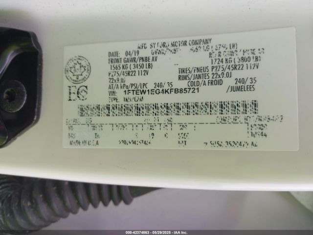 2019 FORD F-150 1FTEW1EG4KFB85721 Photo 8
