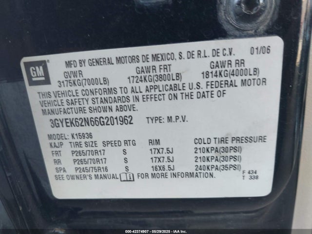 2006 CADILLAC ESCALADE EXT 3GYEK62N66G201962 Photo 8