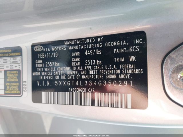 5XXGT4L33KG350291 KIA Optima Lx