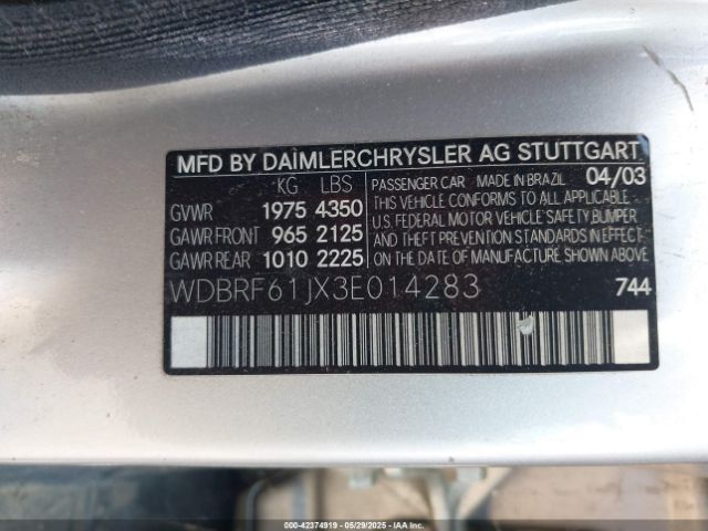 2003 MERCEDES-BENZ C 240 WDBRF61JX3E014283 Photo 8