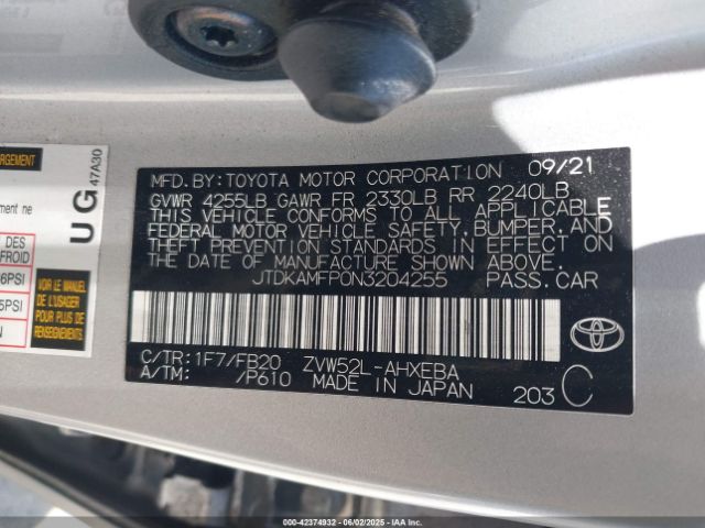 2022 TOYOTA PRIUS PRIME JTDKAMFP0N3204255 Photo 8