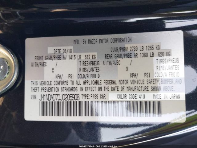 JM1NDAD70J0205908 Mazda pe