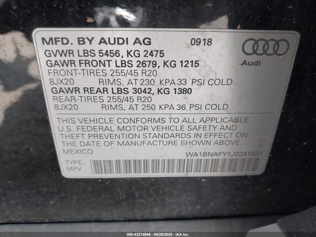 WA1BNAFY1J2241031 Audi Q5