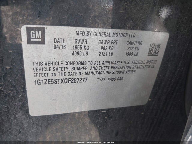 1G1ZE5STXGF287277 Chevrolet MALIBU 1LT