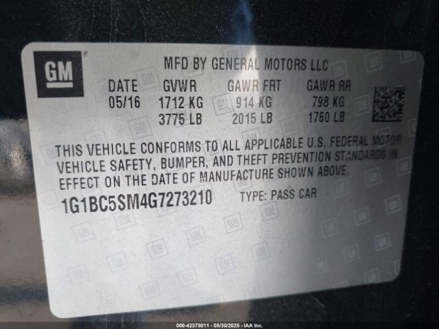 1G1BC5SM4G7273210 Chevrolet Cruze Ls Auto
