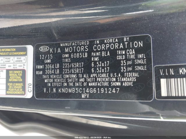 KNDMB5C14G6191247 KIA SEDONA LX