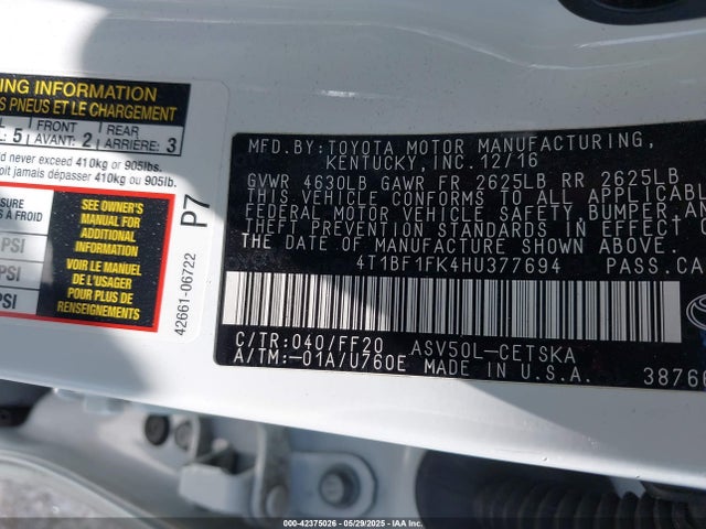 4T1BF1FK4HU377694 Toyota CAMRY SE