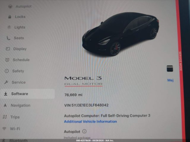 5YJ3E1EC3LF648042 Tesla MODEL 3